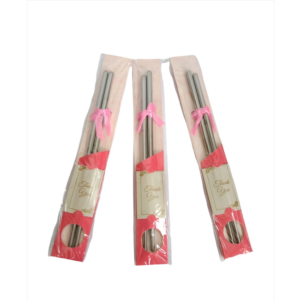 Souvenir Sumpit stainless Kertas Hias Kemas Plastik