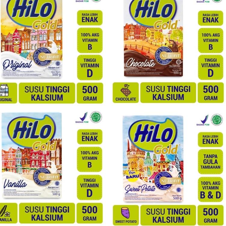 

【Penjualan Terbaik】✅COD Hilo Gold Chocolate / Vanilla / Biscuit Cereal / Original 500gr - Susu Tinggi Kalsium