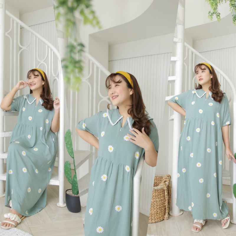 Kira dress by Oriani Daster Kekinian JUMBO LD 140 &amp; LD 120 Long Dress Busui Freindly | KR Oriani