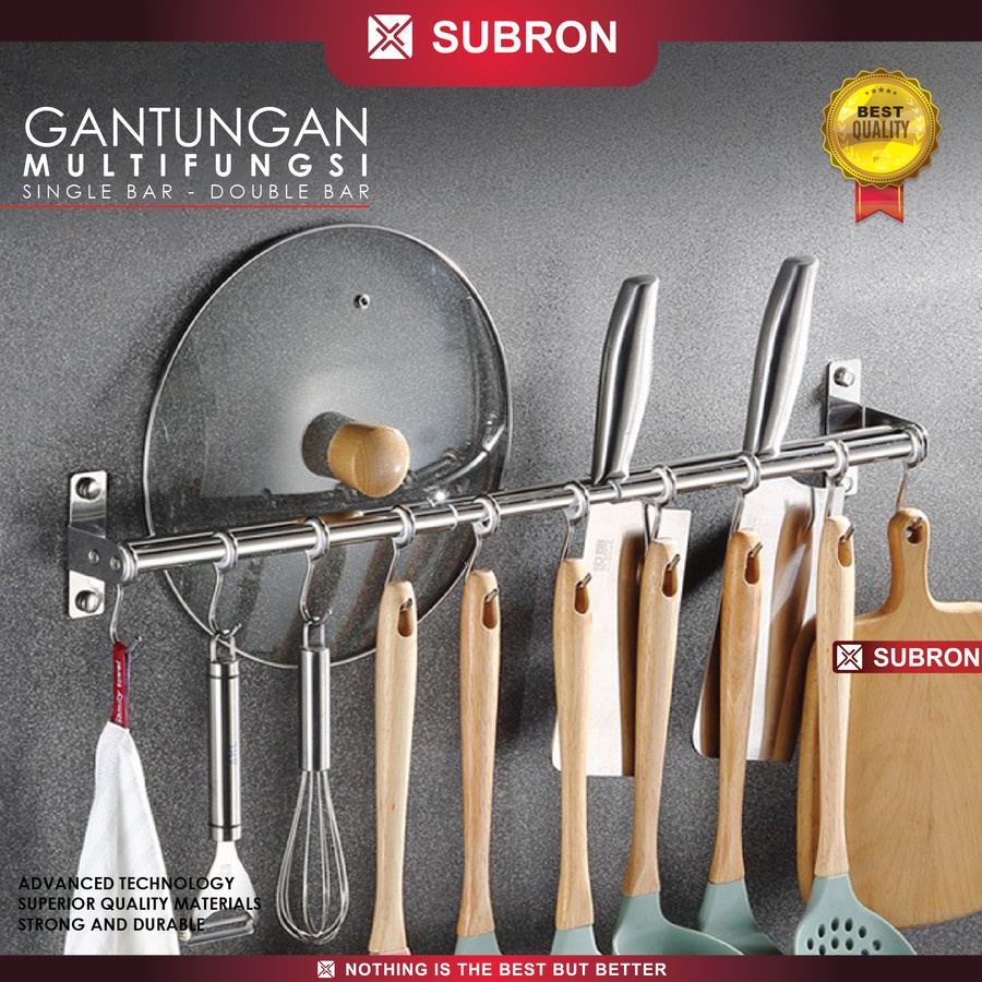 Kitchen Bar 80cm 100cm Rak Gantungan Dapur Stainless - SUBRON