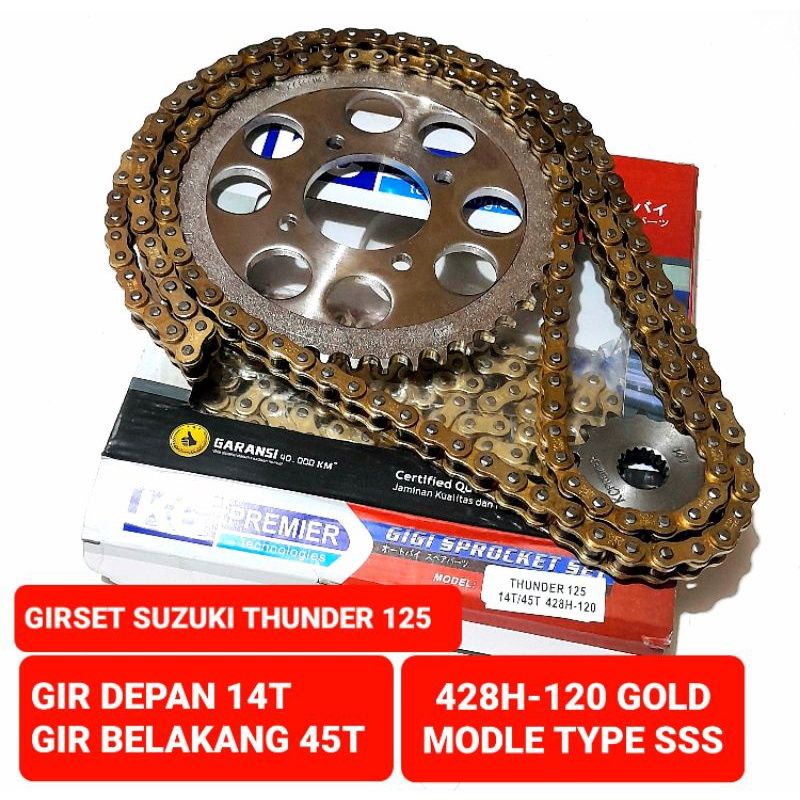 GIRSET SUZUKI THUNDER 125 14T/45T 428H-120 GOLD TYPE SSS KC PREMIER TANDER TUNDER RACING CHAINKIT CH