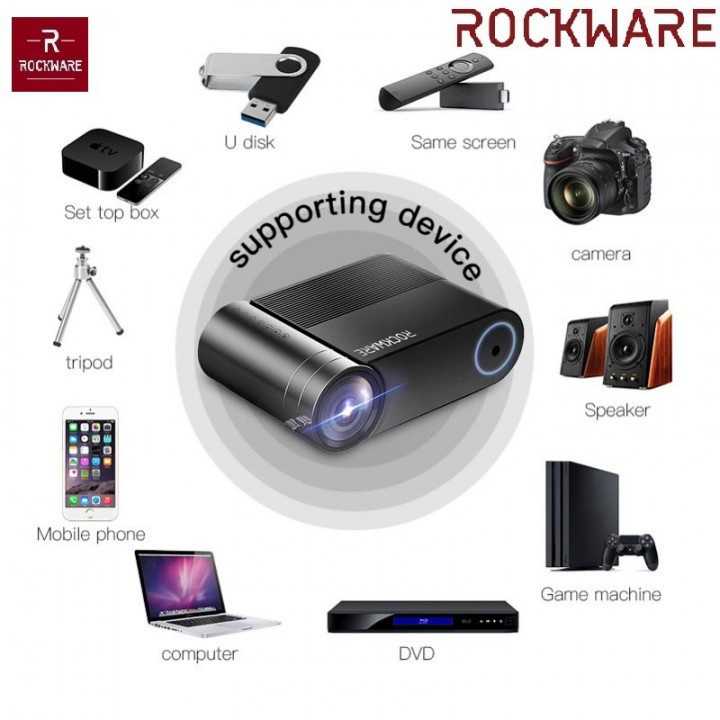 ROCKWARE RW-550W - HD 720P Projector 2400 Lumens - Mirroring Display