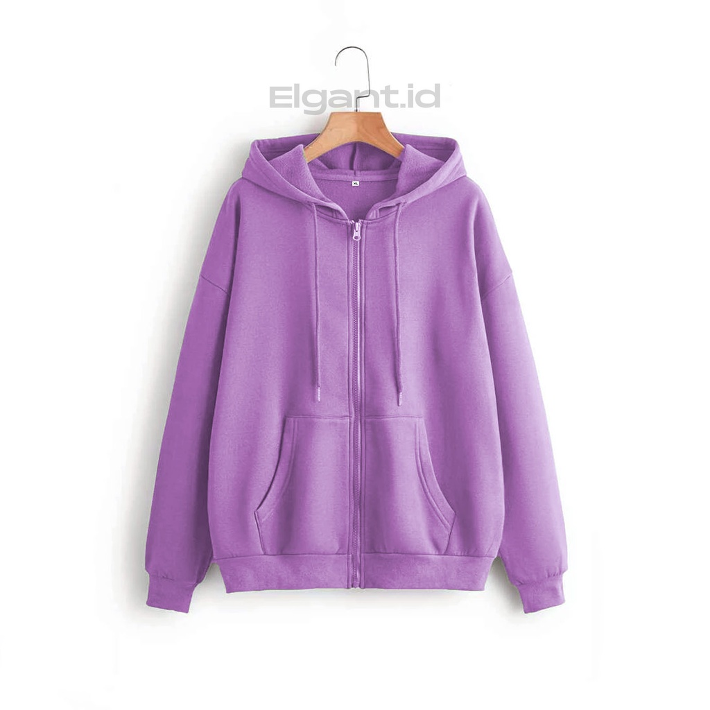 Hoodie Polos Zipper Lilac -Hoodie Zipper Ungu Muda -Jaket Zipper-Jaket Wanita-Jaket polos-Jaket Pria