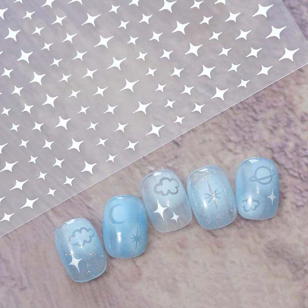 Agustinina Bintang Stiker Kuku Kreatif Ins Style Self-adhesive Korea Nail Art Hitam Putih Nail Art Dekorasi