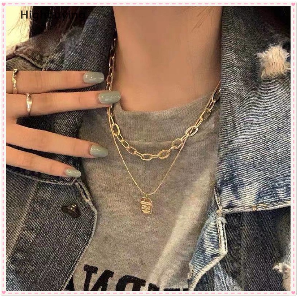 Hbid Retro Emas Multilayer Rantai Kalung Retro Emas Choker Elegan Kalung Wanita Aksesoris Hadiah Glory