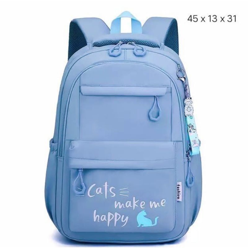 Ransel Wanita Terbaru Backpack Korea Tas Sekolah Remaja Cats Happy Free Botol Nicee STYLE Anak Remaja