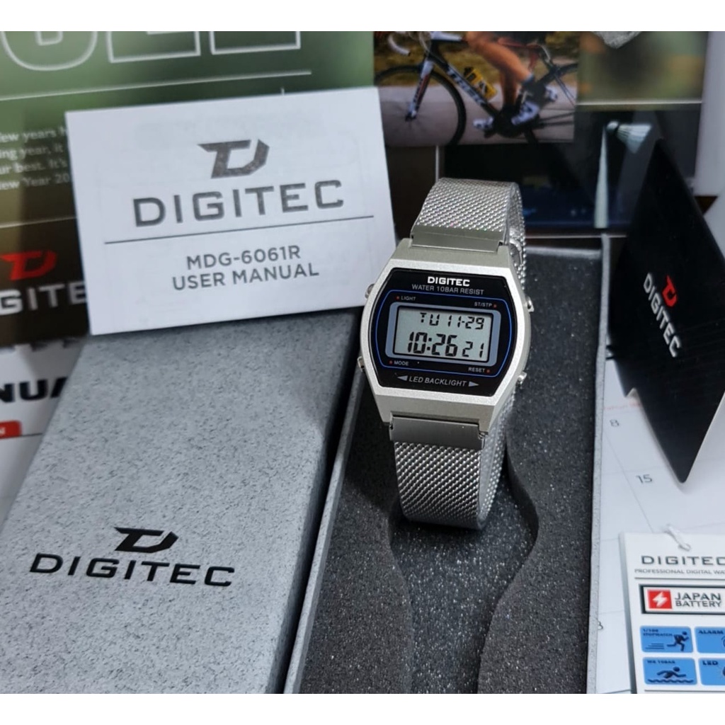 Jam Tangan Cowok Pria DIGITEC 6061R LED Petak Kotak Digital Import Murah Mewah BONUS BATERAI CADANGAN!