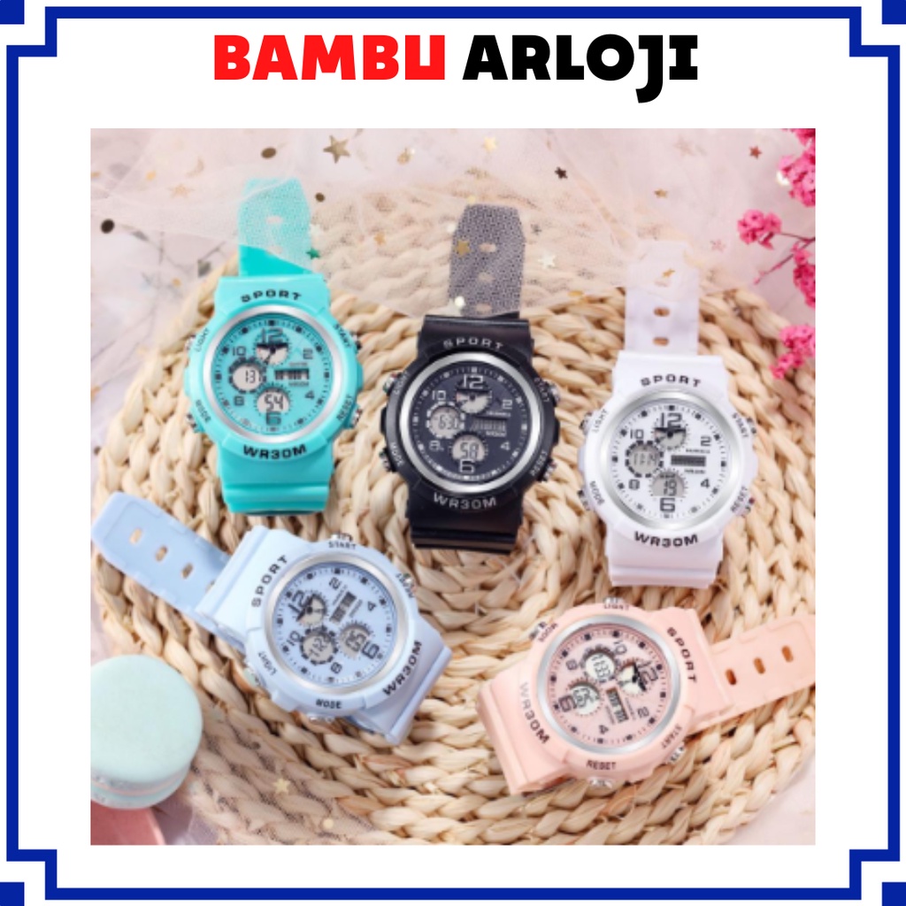 BAJ Jam Tangan Wanita Rubber Sport Display Digital LED Couple Pria Anak Remaja Korea Fashion Import JF081