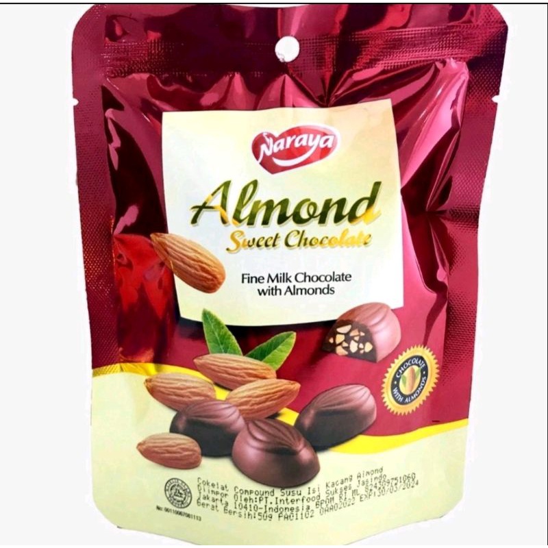 Jual Naraya Almond Sweet Chocolate 50g Shopee Indonesia