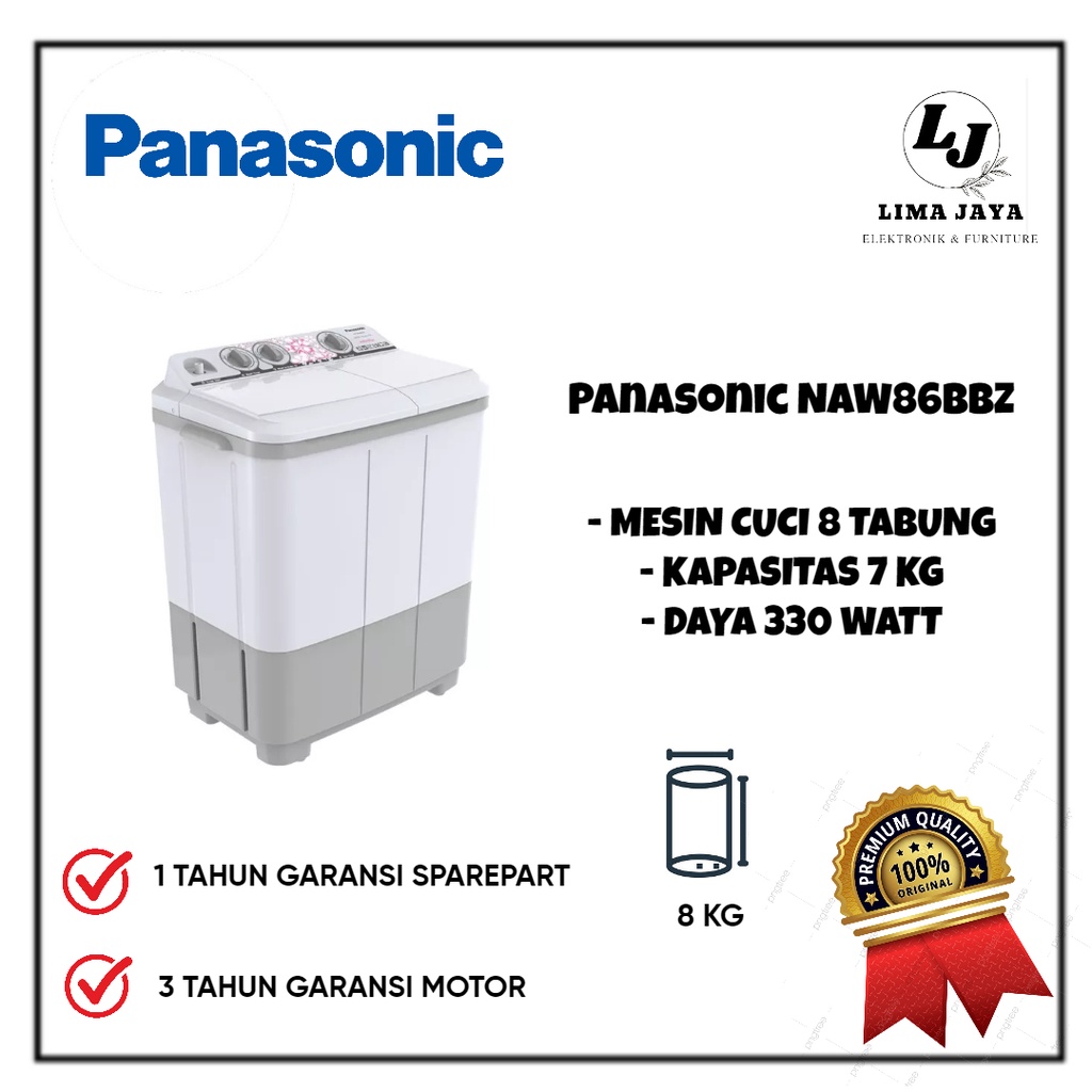 Mesin Cuci 2 Tabung PANASONIC NAW86BBZ Mesin Cuci Dua Tabung 8 Kg