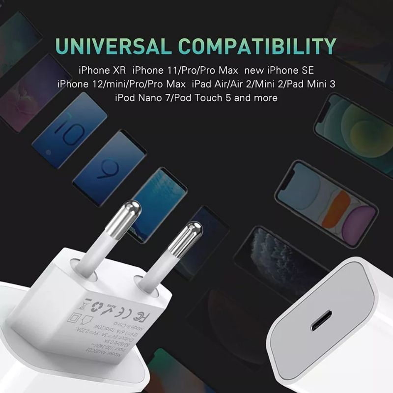 ROCKET CHARGER PD 20W ADAPTOR + KABEL USB-C TO LIGHTNING FAST CHARGING  CHARGER FAST CHARGING PORT TIPE-C 11 12 13 14 PRO PROMAX ORIGINAL