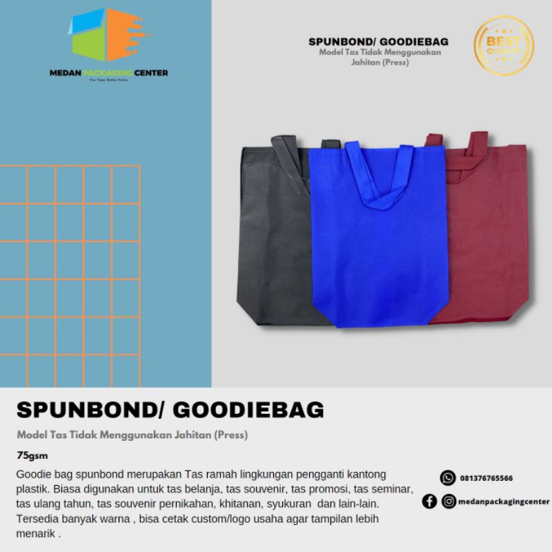 

Spunbond Handle / Goodie Bag Handle / Tas kain uk. 30x35x10cm 12pcs