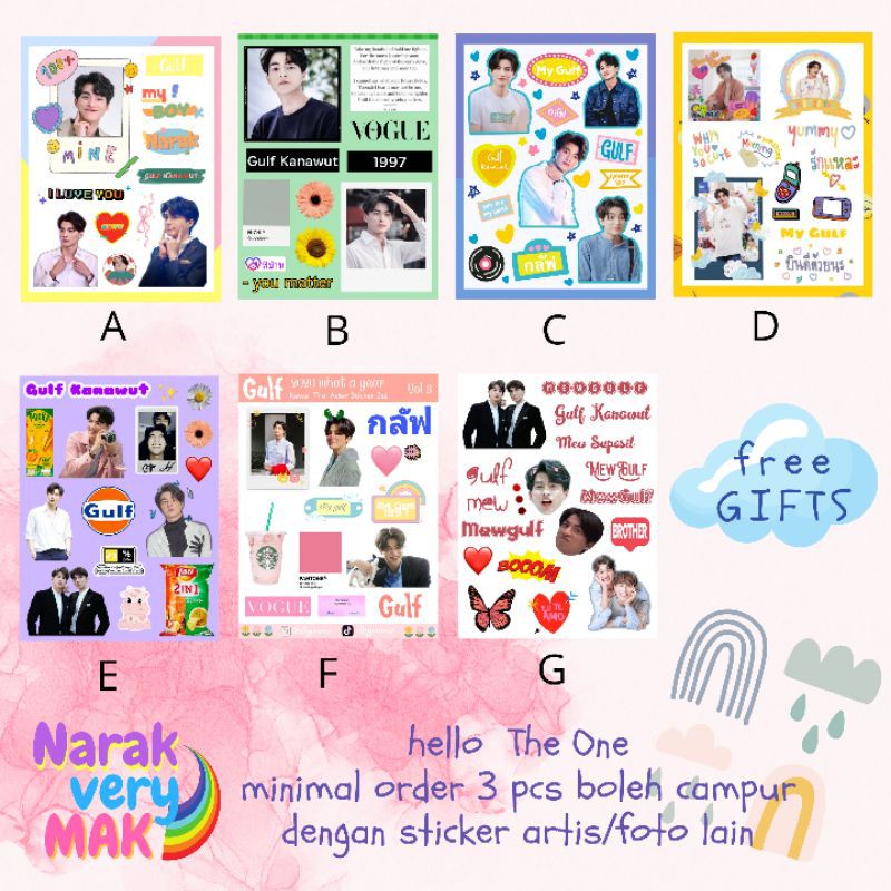 

STICKER SHEET GULF KANAWUT GMM THAILAND- (Bisa COD) MEWGULF