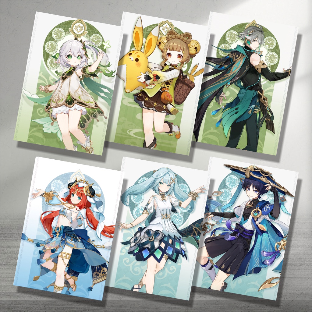 Koleksi Poster A5 Anime Game Genshin Impact A2 - Ayaka Ganyu Eula HuTao Kazuha Keqing Klee Shenhe Shinobu Raiden Shogun Xiao Yae Miko Yelan Zhongli