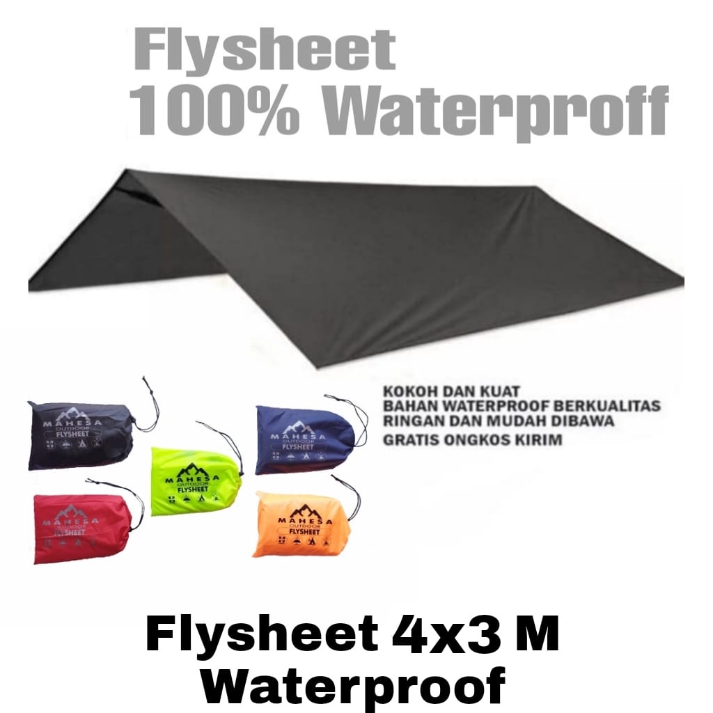 Flysheet Waterproof Tebal 3x4 Atap Tenda Camping Flaysheet 4x3M Pelindung Atap Terpal Tenda Anti Air