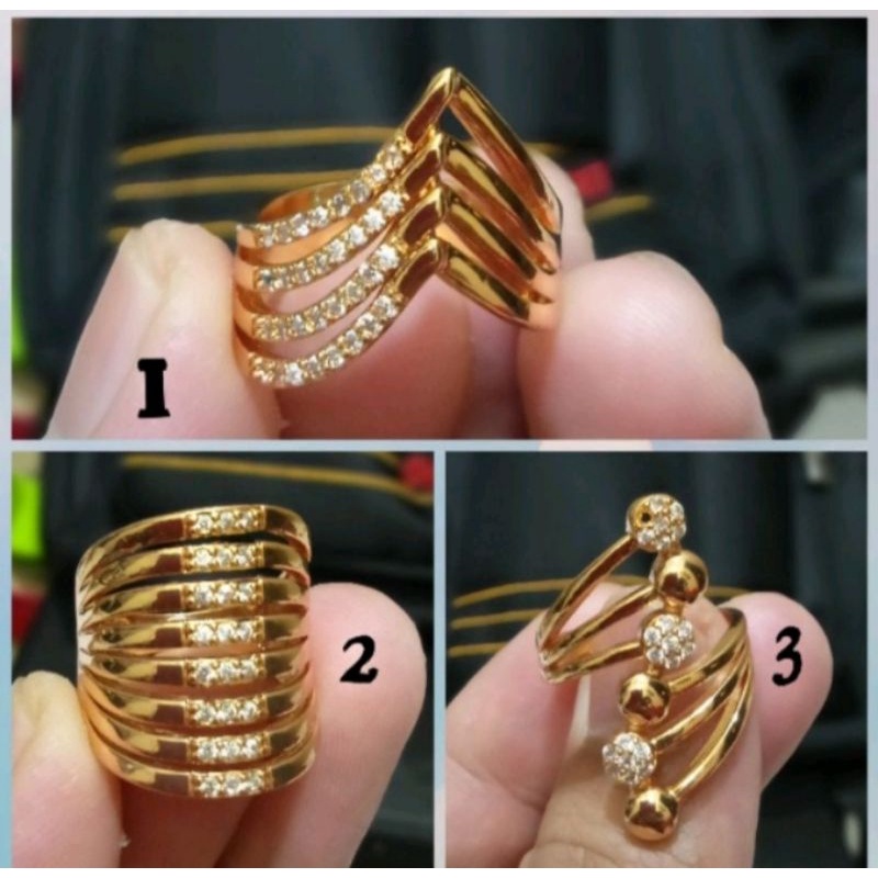 Cincin Wanita Permata Motif Cantik Terlaris Warna Emas 23