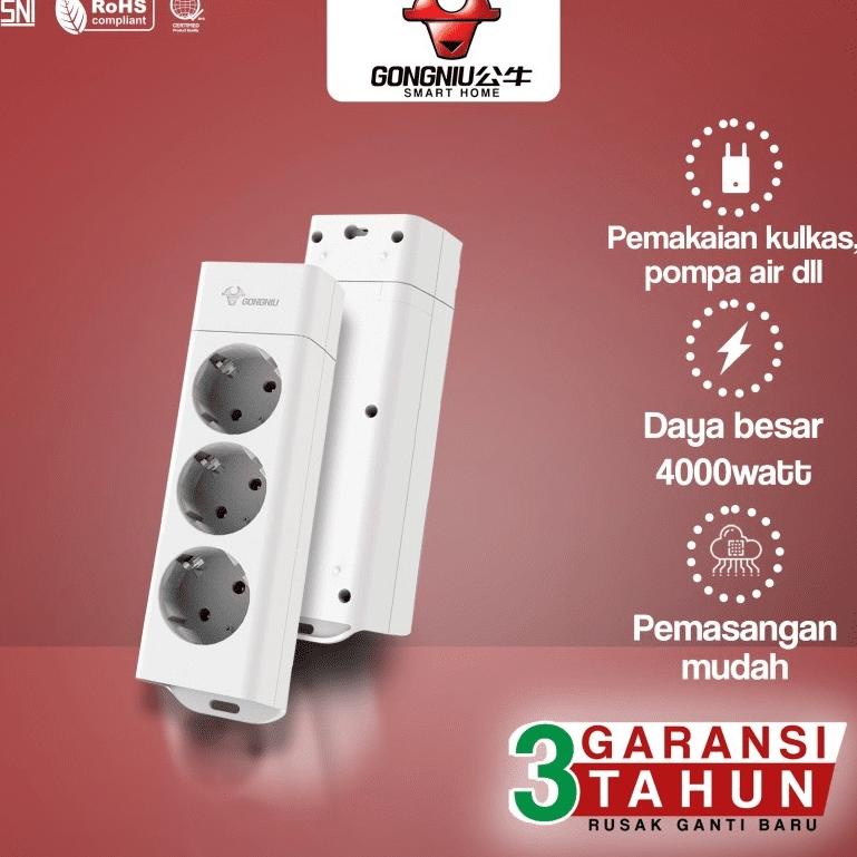NGD.10De22ᴬ • GONGNIU Stop Kontak 4000Watt 3 Lubang Kabel Pasang Sendiri Tahan Panas Bahan Tembaga P