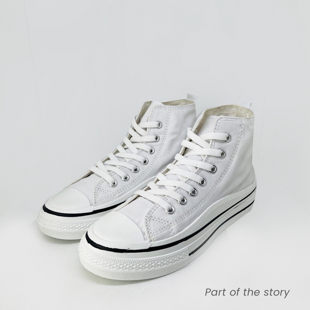 Sepatu Sneakers Boots Wanita Fashion bahan Canvas Premium Kerja Sepatu Sekolah Tinggi Putih Import Free box dan free kaos kaki PROMO CUCI GUDANGG!!!