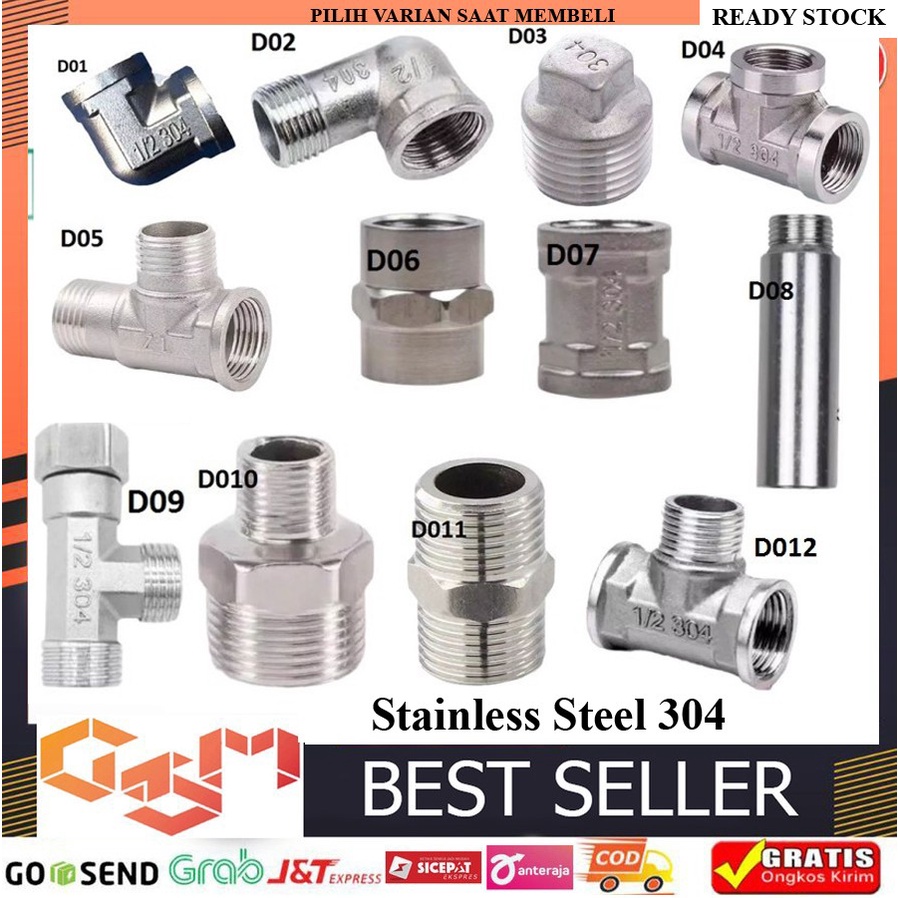 Double Nepel T L Napple inch Sock Drat Luar Sok Sambungan Kran Keran Air