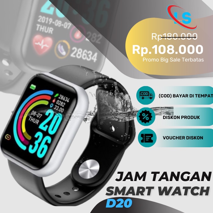 SmartWatch Y68 Sport Jam tangan Tahan Air Smart Bluetooth Watch Heart Rate Gelang Pedometer Pelacak Kebugaran LS