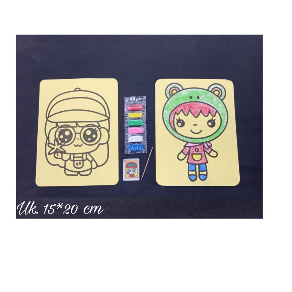 Mainan Anak Mewarnai Sticker Pasir DIY Stiker Sand Tempel Warna Jadul