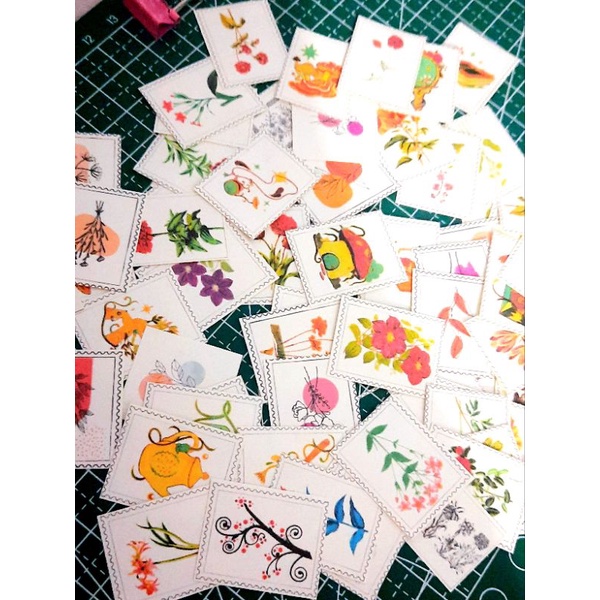 

1pcs = Rp.90 (50 pcs )Stiker Vintage Bunga Stiker Prangko Seal Stiker Freebies Stiker Stiker Murah Stiker Aestetik