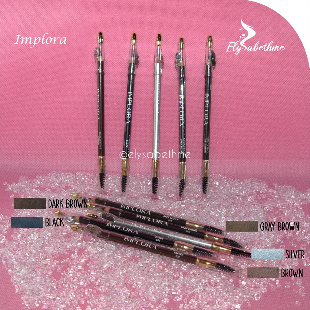 ✿ELYSABETHME✿ I♥M♥P♥L♥O♥R♥A Implora cosmetic pensil alis dark brown eyebrow pencil serut asahan