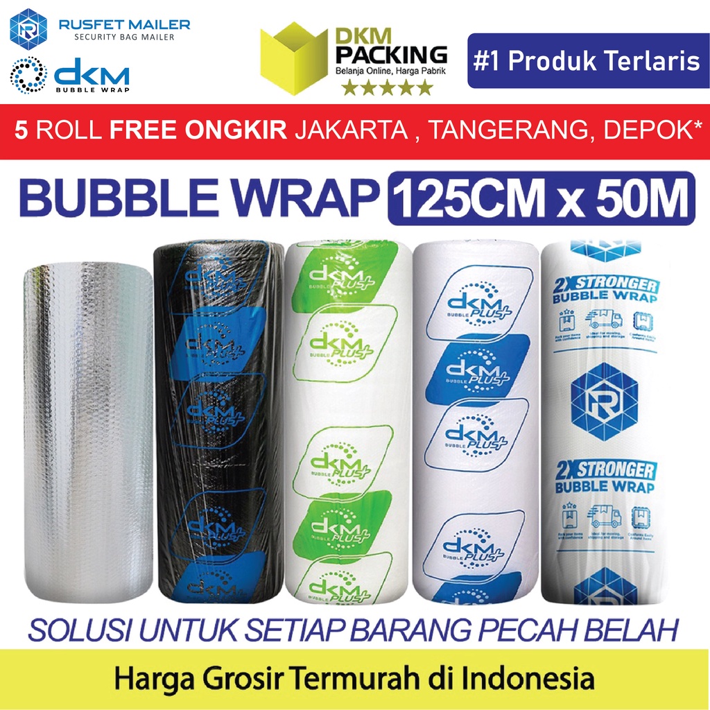 

Plastik BubbleWrap 125cm x 50m DKM PLUS BUBBLE WRAP BERWARNA TERMURAH ROLL