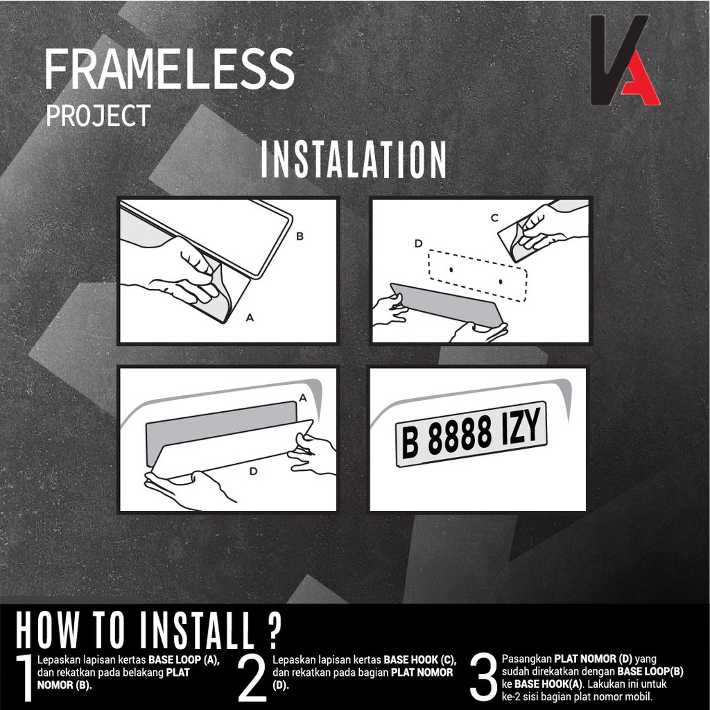 【IZY】COVER DUDUKAN TATAKAN TEMPAT PLAT NOMOR MOBIL FRAMELESS PLATE DENGAN AKRILIK