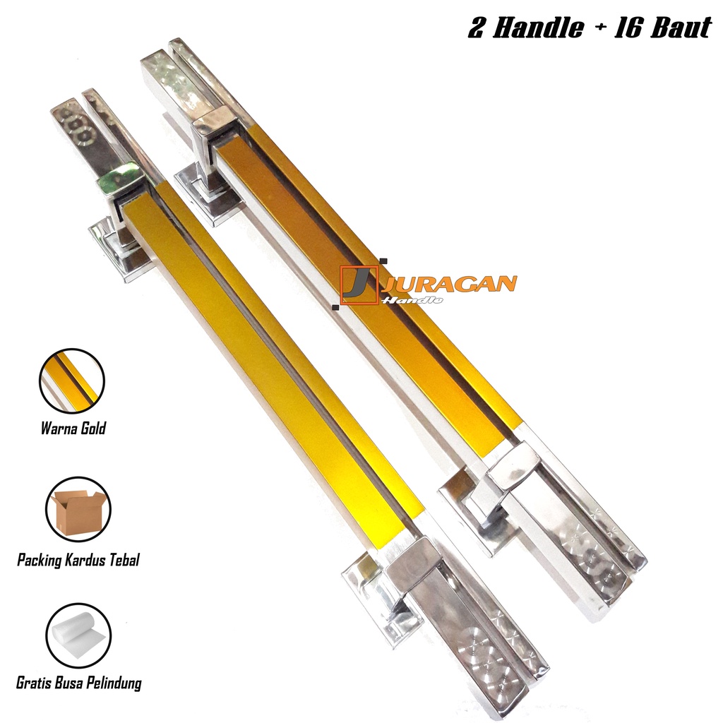 gagang pintu 2 handle pintu 60 cm hendel kamar tarikan pintu minimalis twin gold tebal asli stenlis