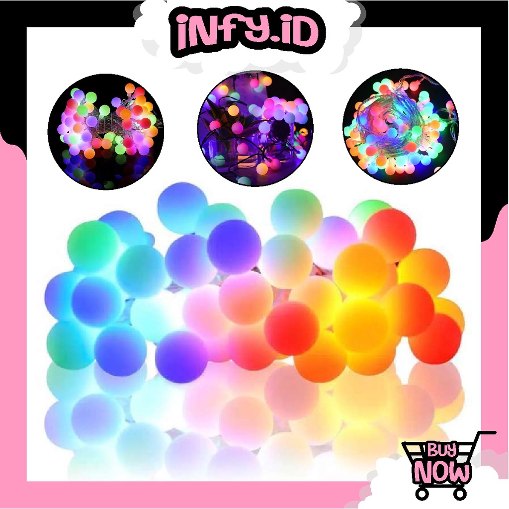 INFY - Lampu Natal Anggur Bulat Rainbow 7.5 METER Sambungan - Lampu Hias Natal E007