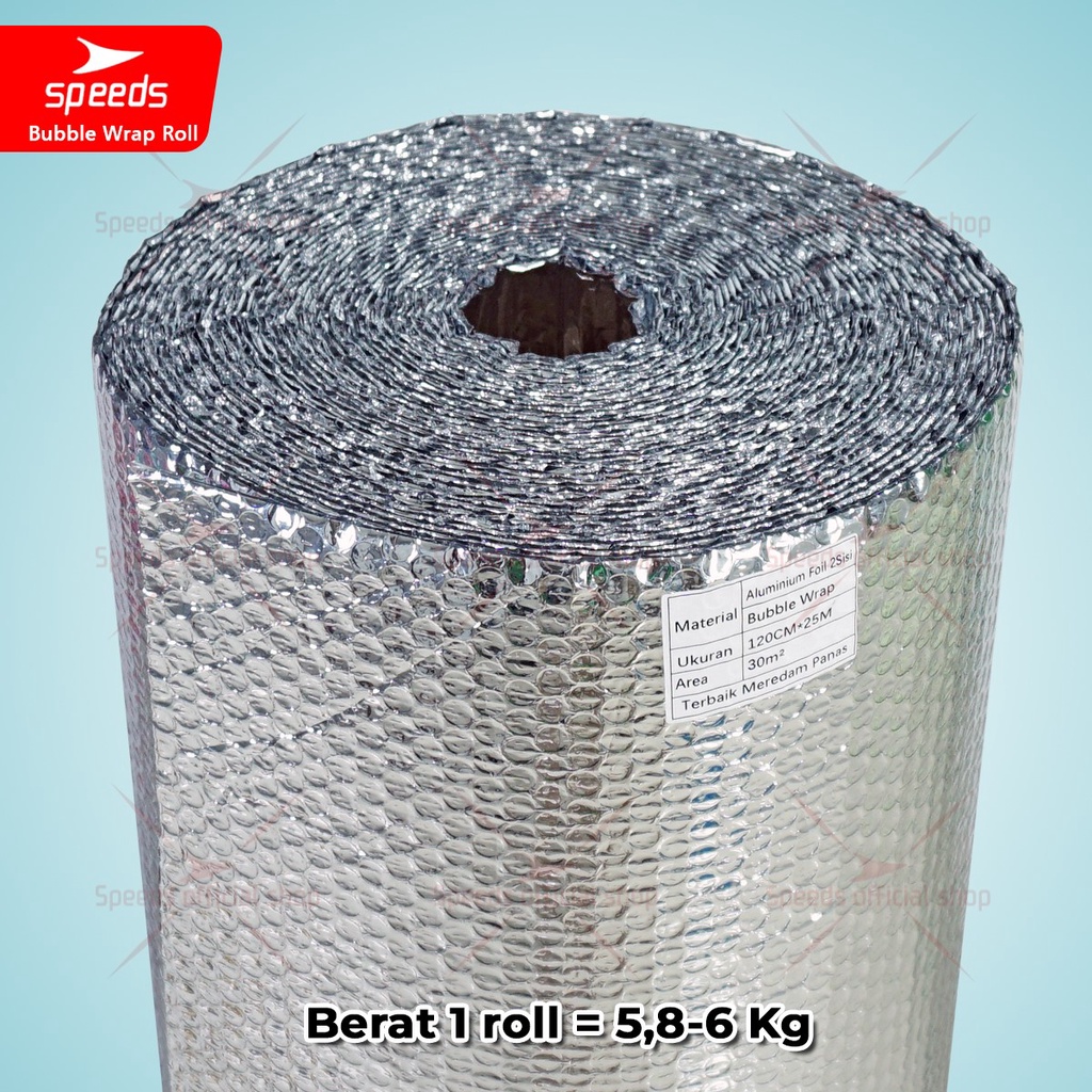 SPEEDS Aluminium Bubble Foil Wrap Anti Panas Peredam Panas Atas 120cmx25m Aluminum Insulator