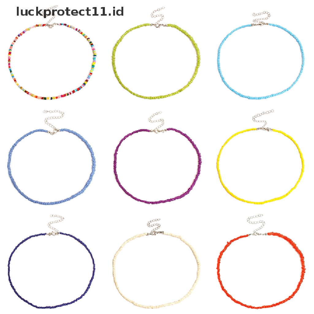 /Fashion Hot// Fashion// Bohemian Handmade Rain Beads Choker Kalung Permen Warna Manik Wanita Perhiasan.