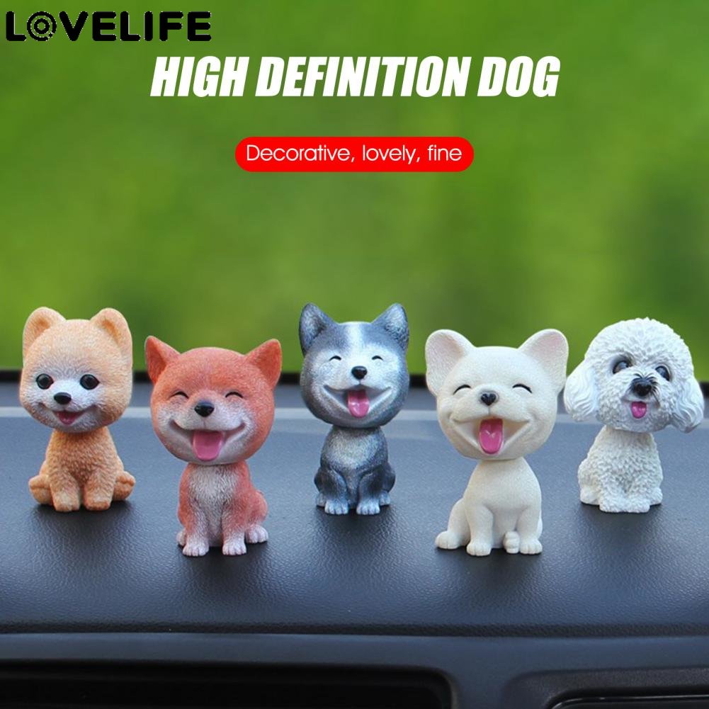 Dashboard Mobil Ornamen Hias Kreatif Goyang Kepala Anjing Mainan Anjing Lucu Ornamen Mobil Teddy Husky Lucu Corgi Swing Mainan Nodding Swing Puppy Auto Interior Accessories