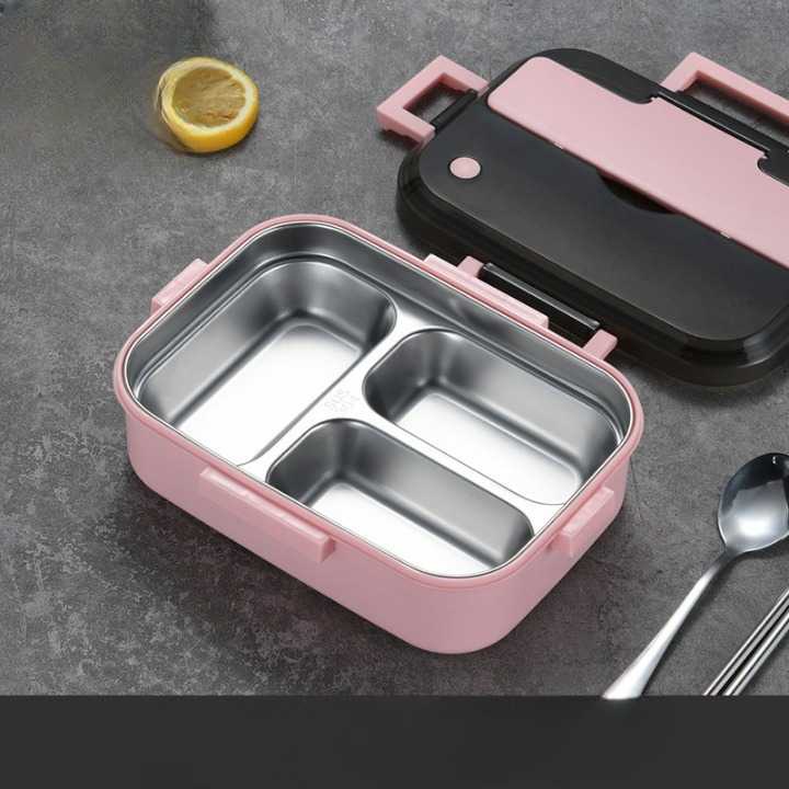 UPORS Kotak Makan Insulasi Leak Proof Stainless Steel Lunch Box 3 Grid - UP3 ( Mughnii )