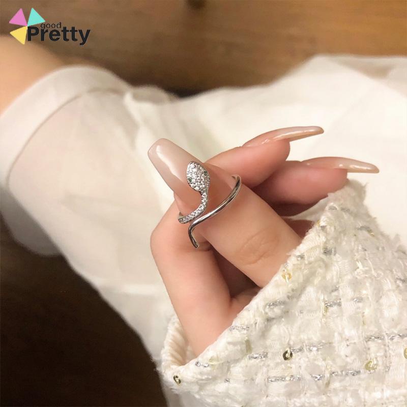 Cincin Kristal Ular Adjustbale Desain Zircon Cincin Untuk Wanita - PD