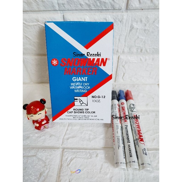 

12 buah!! Spidol permanen snowman/spidol snowman/spidol tidak bisa dihapus/spidol snowman/permanent marker