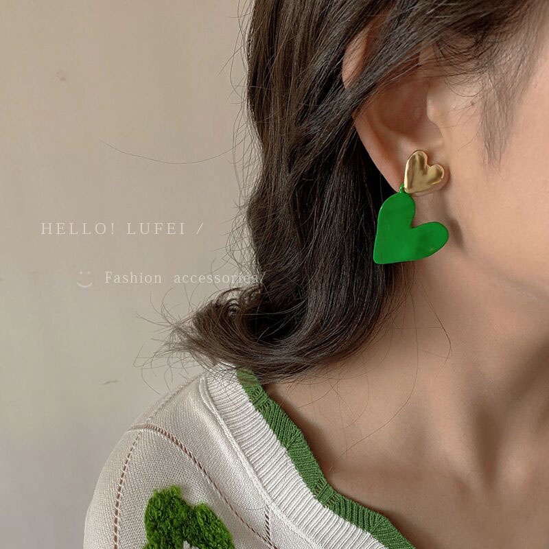Musim Semi Gaya Baru Seri Hijau Ins Anting-Anting Perempuan Tren Korea Bunga925 Stud Earrings