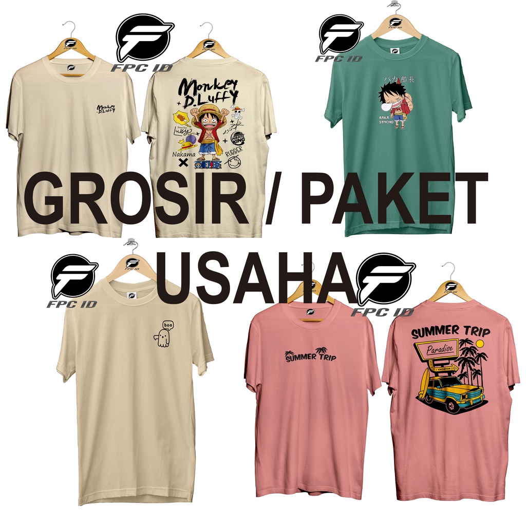 Paket Usaha Kaos Distro Anime Surfing Cotton Combed 30s Pakaian Pria Wanita Pilihan Favorit Harga Grosir