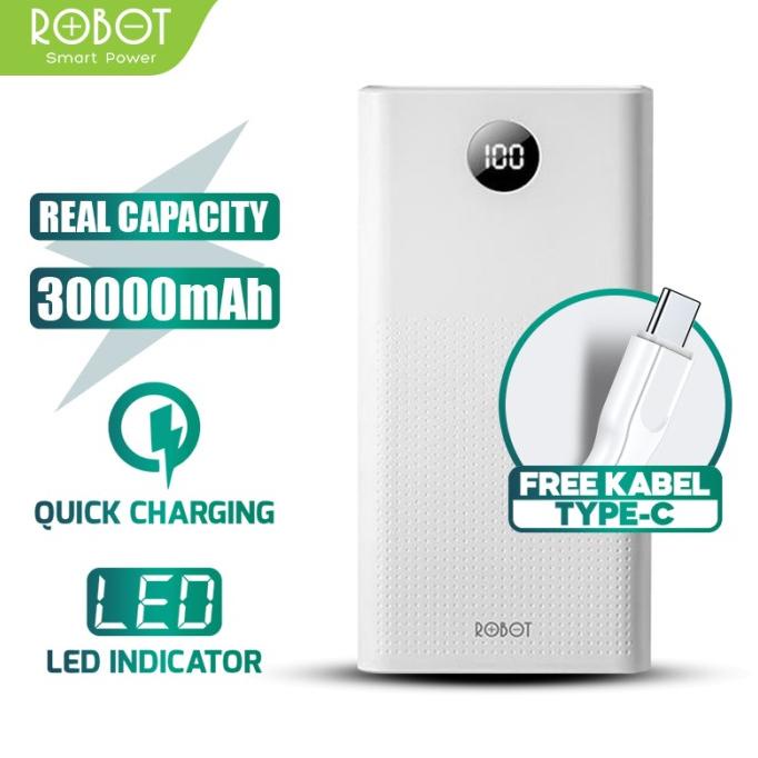 PowerBank ROBOT 30000mah RT30 3 Output & 2 Quick Charge Original