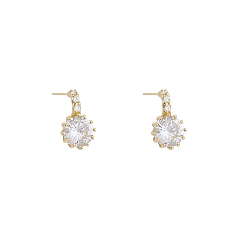 Anting Stud Zircon Geometris Bahan S925 Silver Needle Untuk Wanita