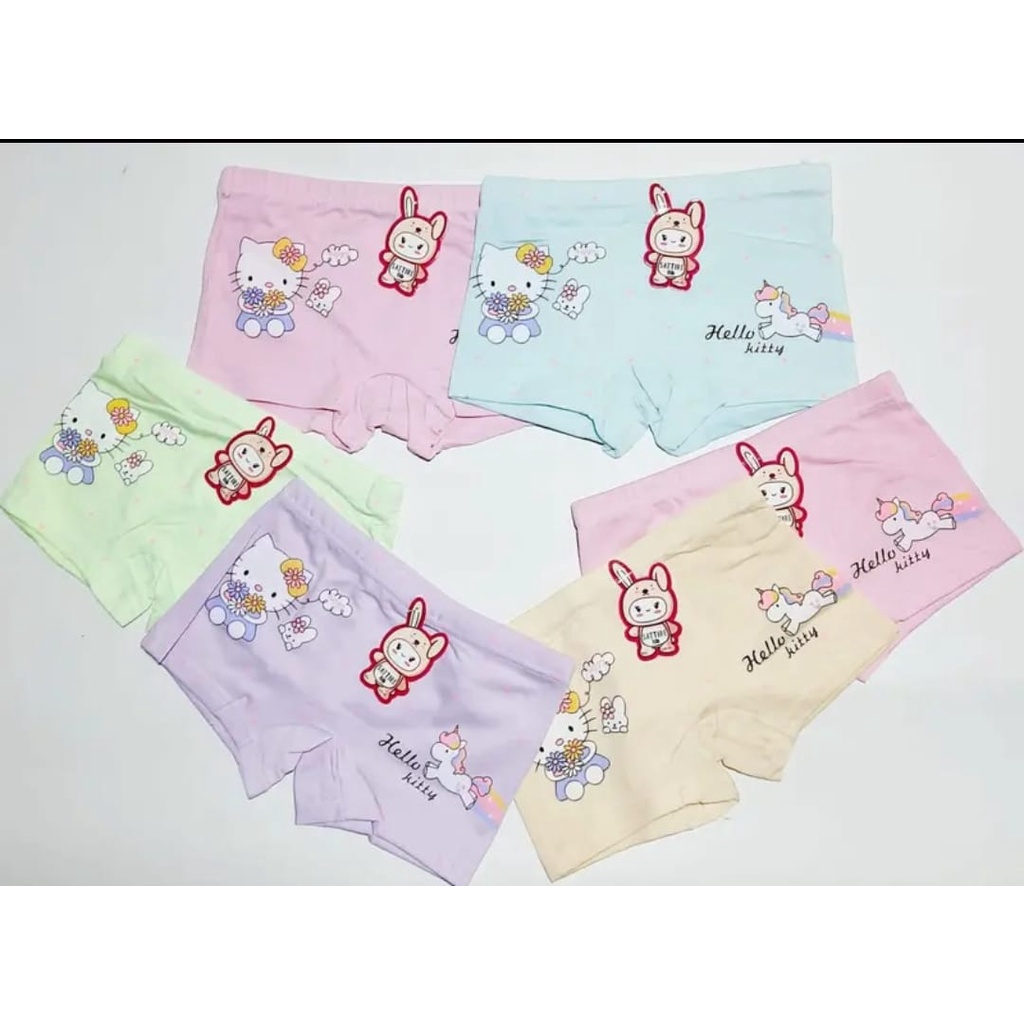 6 pcs celana dalam anak  perempuan model boxer bahan katun import