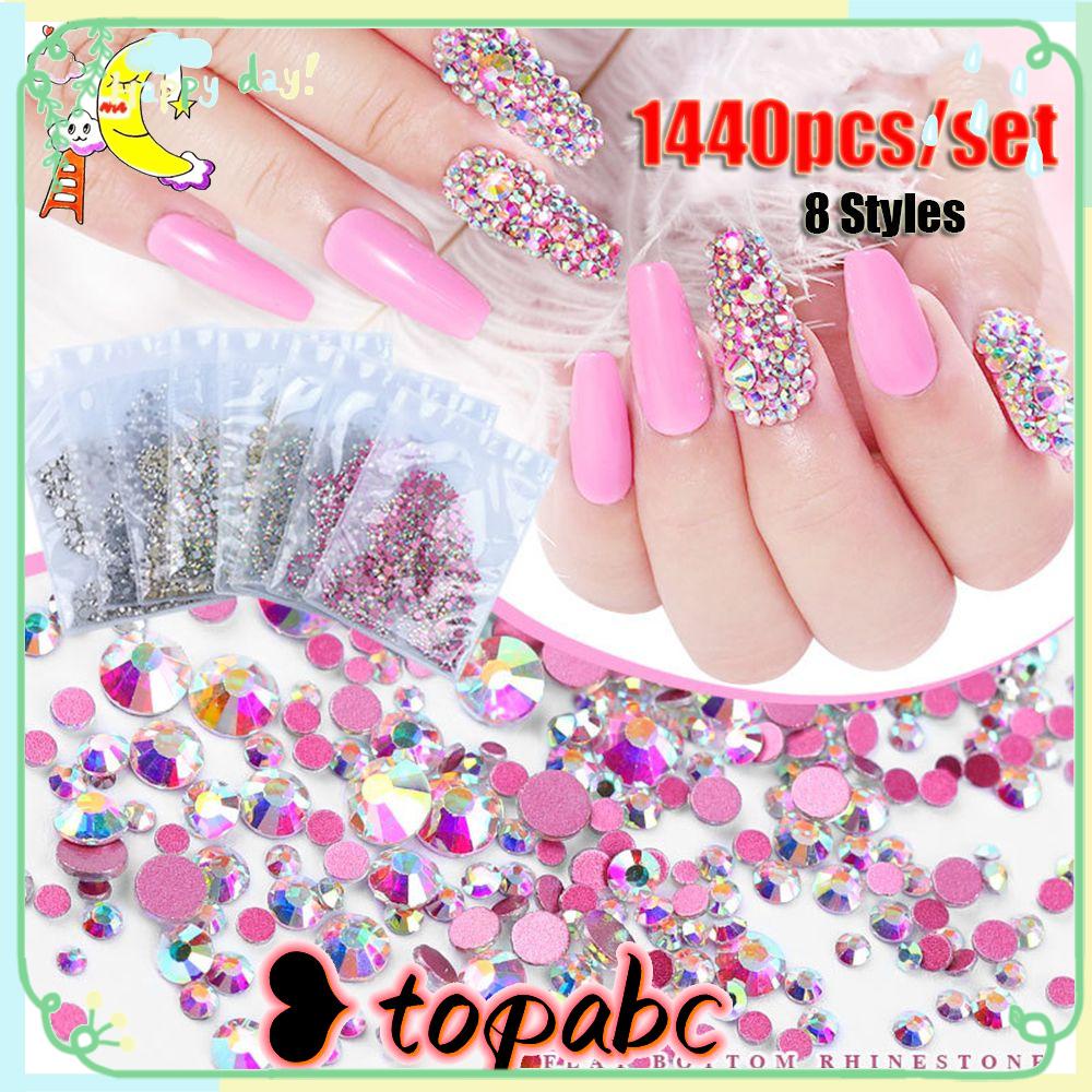 TOP 1440pcs/bag Nail Rhinestones 3D DIY Red Mix Sizes Nail Art Decoration
