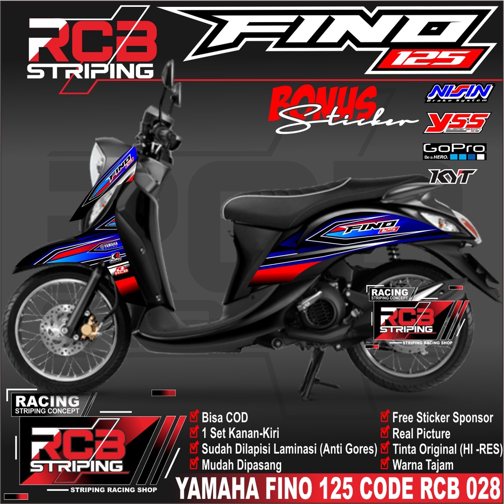 Sticker Striping Fino 125 - Stiker Striping Variasi Yamaha Fino 125. RCB 028