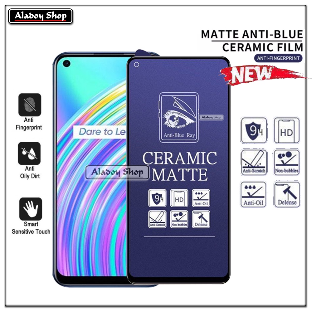 PAKET 3IN1 Anti Gores Blue Matte Anti Glare Realme C17 + Tempered Glass Camera dan Skin Carbon