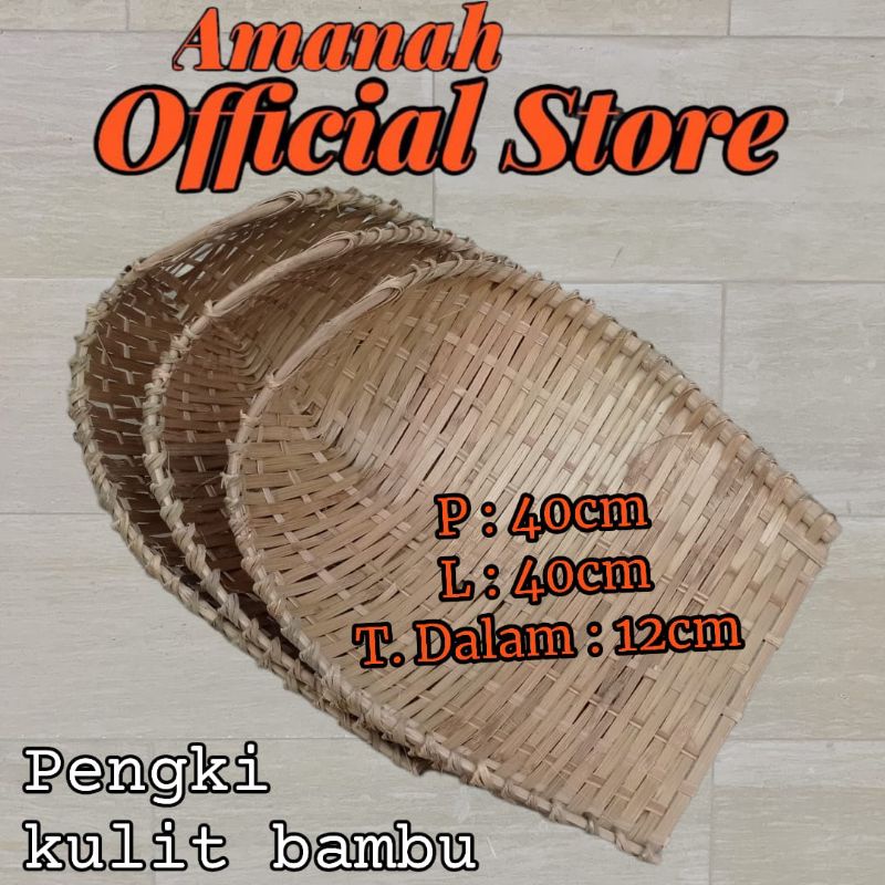Pengki kulit bambu - pengki anyam - serokan sampah bambu - serokan bangunan bambu ayam