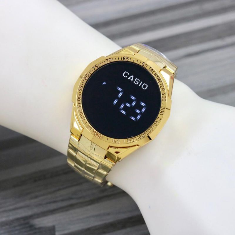 JAM TANGAN COWOK CASIO RANTAI TOUCH SCREEN DIGITAL || DIAMETER 4.2 CM ||