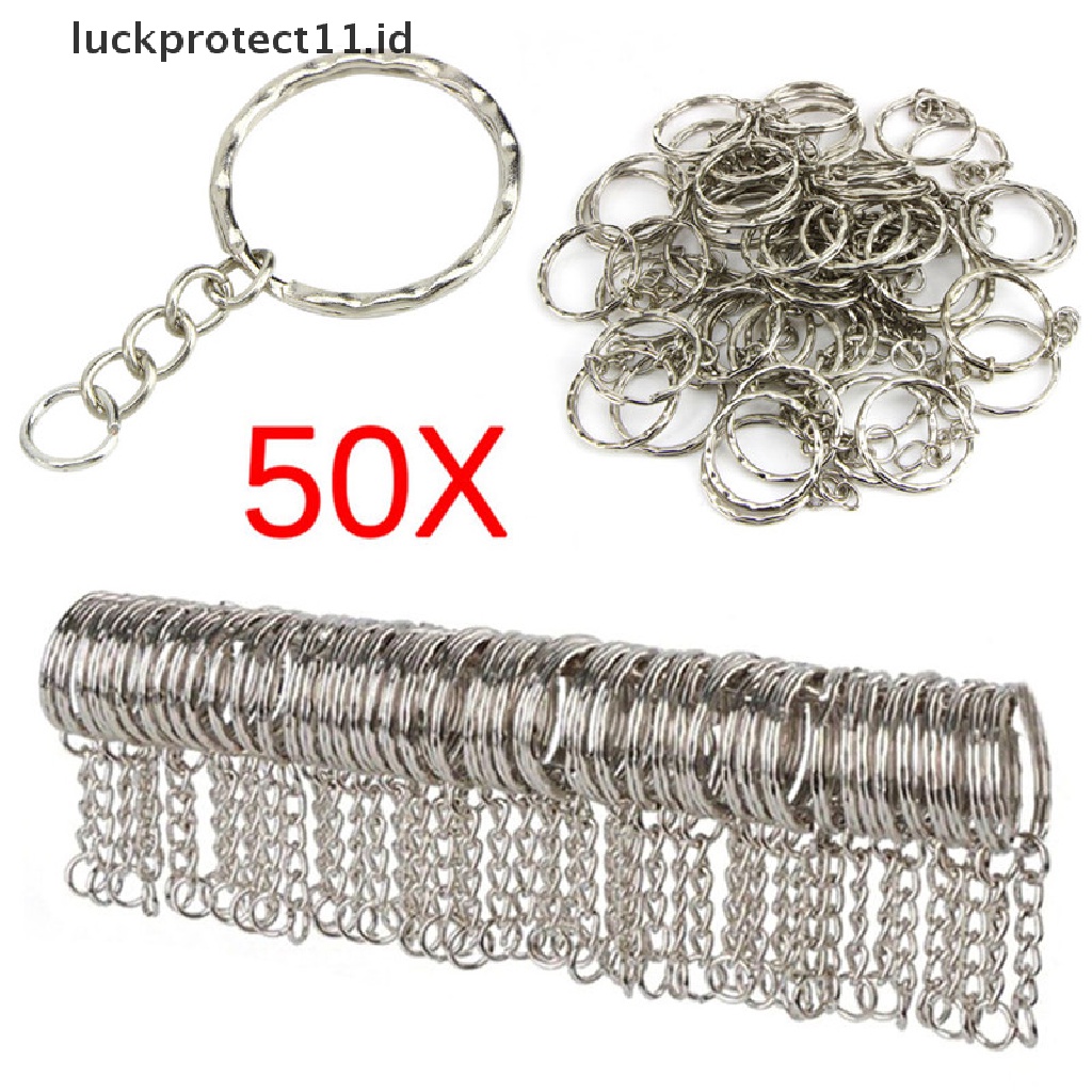 /Fashion Hot// Fashion// 50PCS DIY 25mm Dipoles Perak Keyring Gantungan Kunci Split Ring Pendek Rantai Kunci Ring.