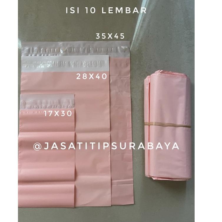 

⇳ 35x45 28x40 25x35 17x30 Polymailer Pink Muda Polybag Kantong Amplop Plastik Packing (isi 10) ✹