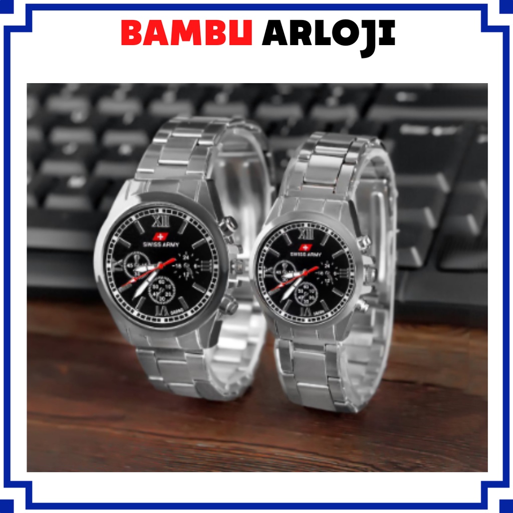 BAJ JAM TANGAN ANALOG COUPLE RANTAI STAINLESS MURAH RANTAI PERMIUM IMPORT GROSIR PRIA WANITA SA021